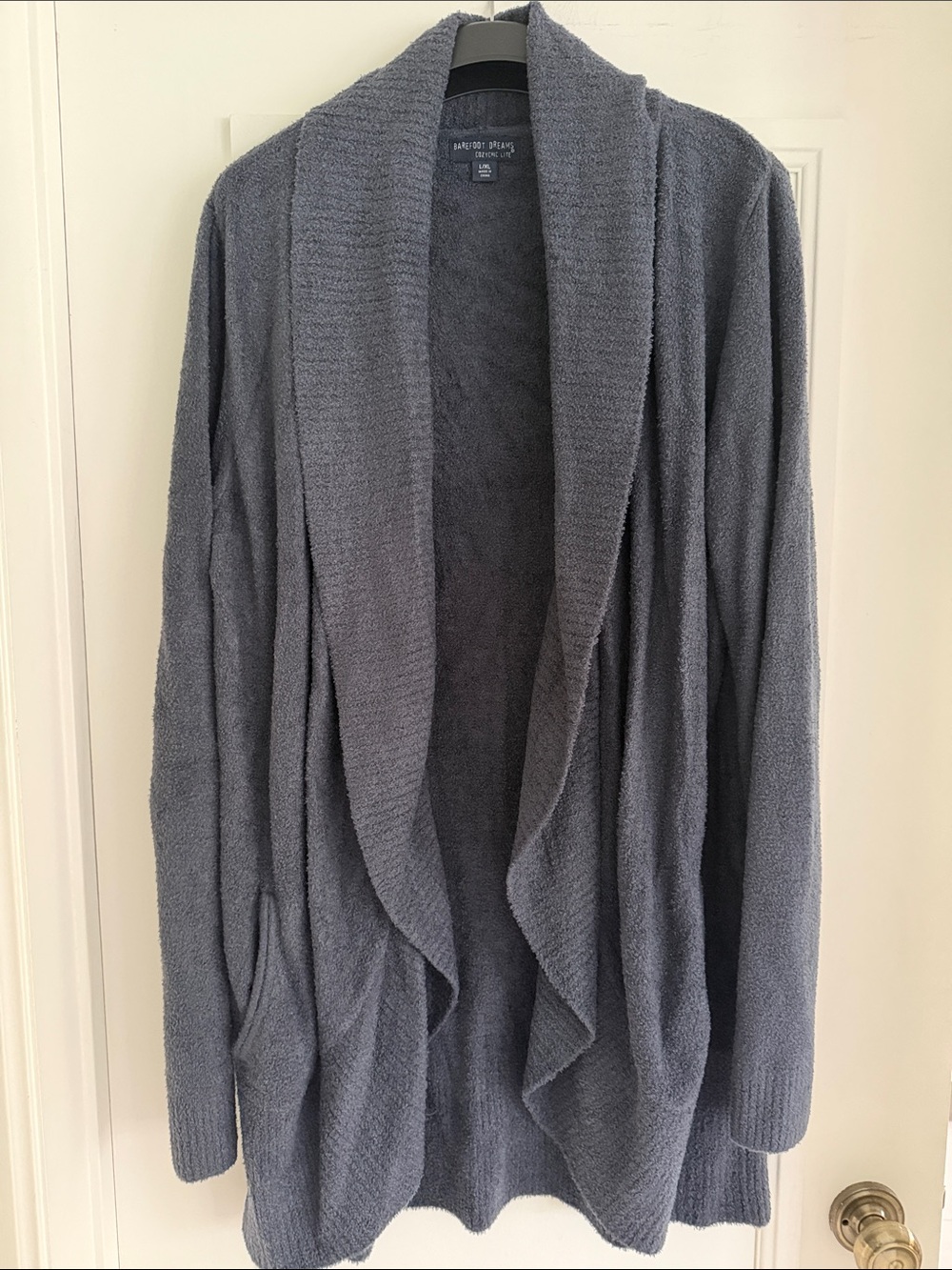 Barefoot Dreams Charcoal Shawl-Collar Open Cardigan